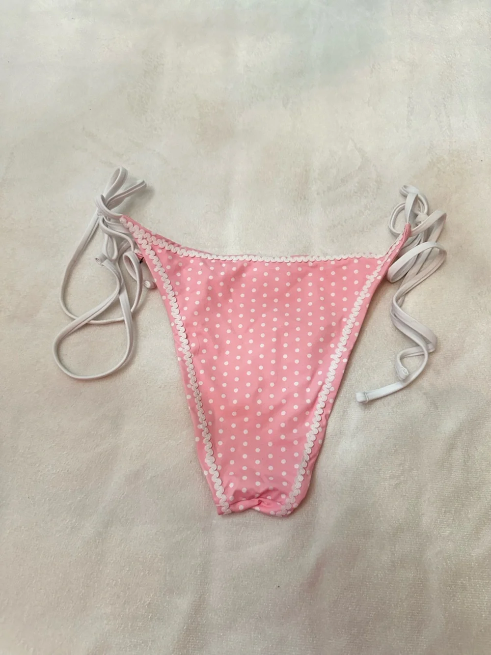 New! Frankies Bikinis Pink Mackenzie Cheeky String Bikini Bottom 38745